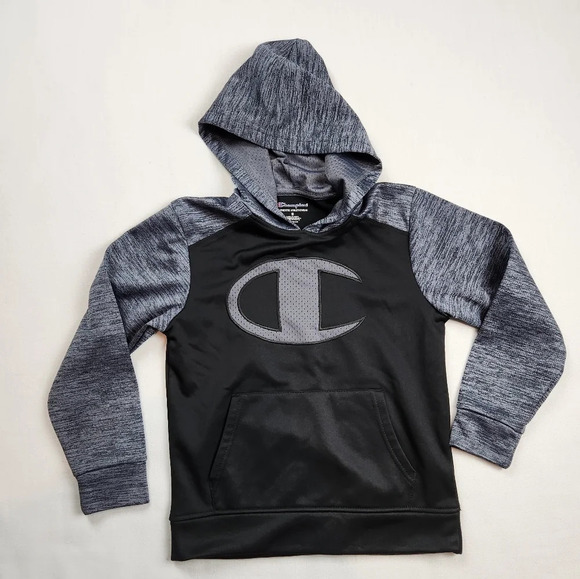 Champion Black and Gray Logo Pullover Hoodie - Picture 1 of 4